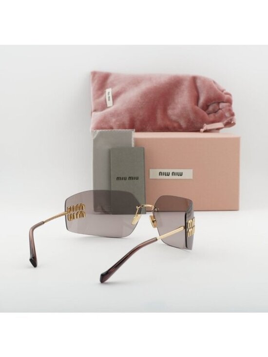 Miu Miu MU54YS 5AK06I Geometric Sunglasses - Gold/Light Purple Brown main image 8
